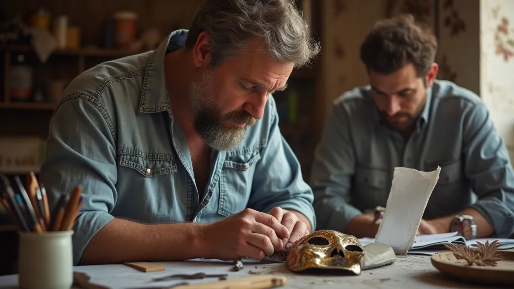 Artisan making a Venetian mask