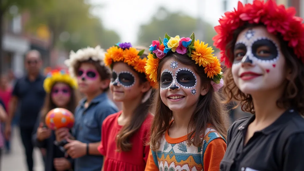 Children in Day of the Dead costumes
