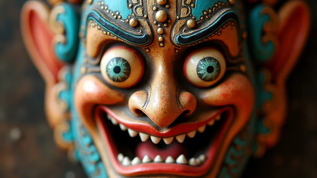 Close-up of a Phi Ta Khon mask