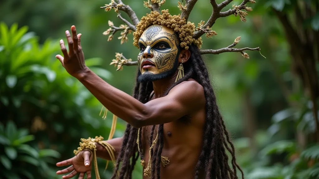 Samoan dancer with a mask