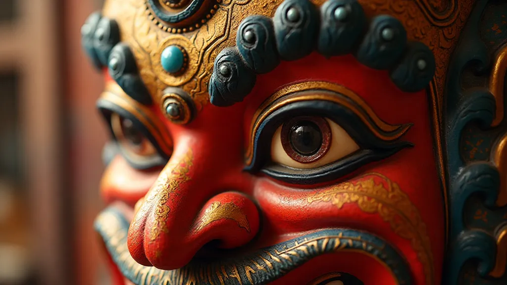 Detailed Tibetan opera mask