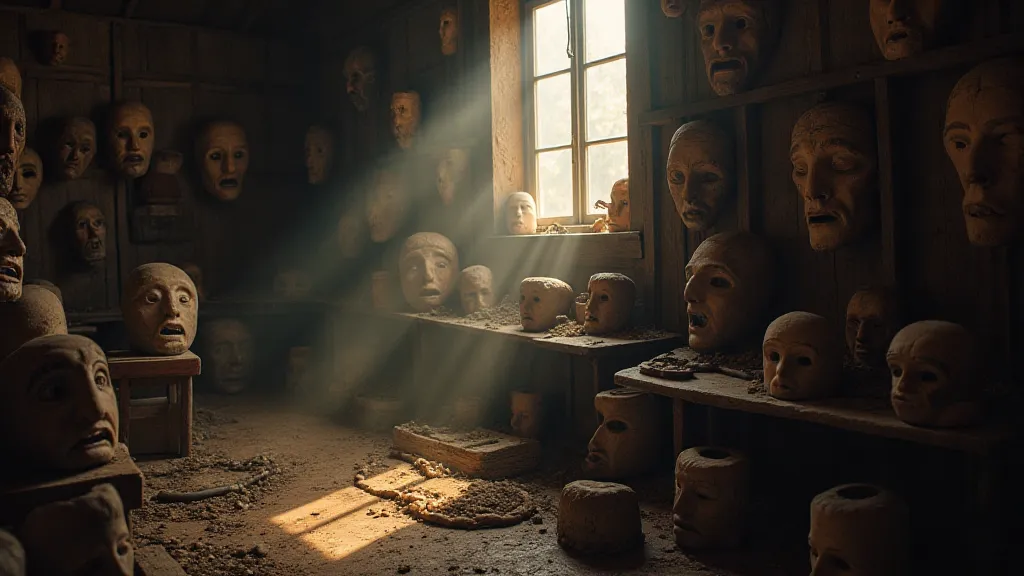 Masks in a traditional workshop